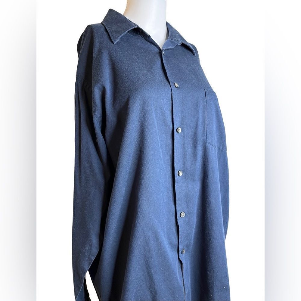 Geoffrey Beene Regular Fit Button Down Dress Shirt Blue Size 17
